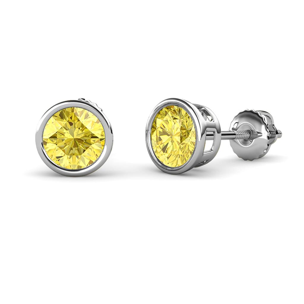 Carys Lab Created Yellow Sapphire (5mm) Solitaire Stud Earrings 