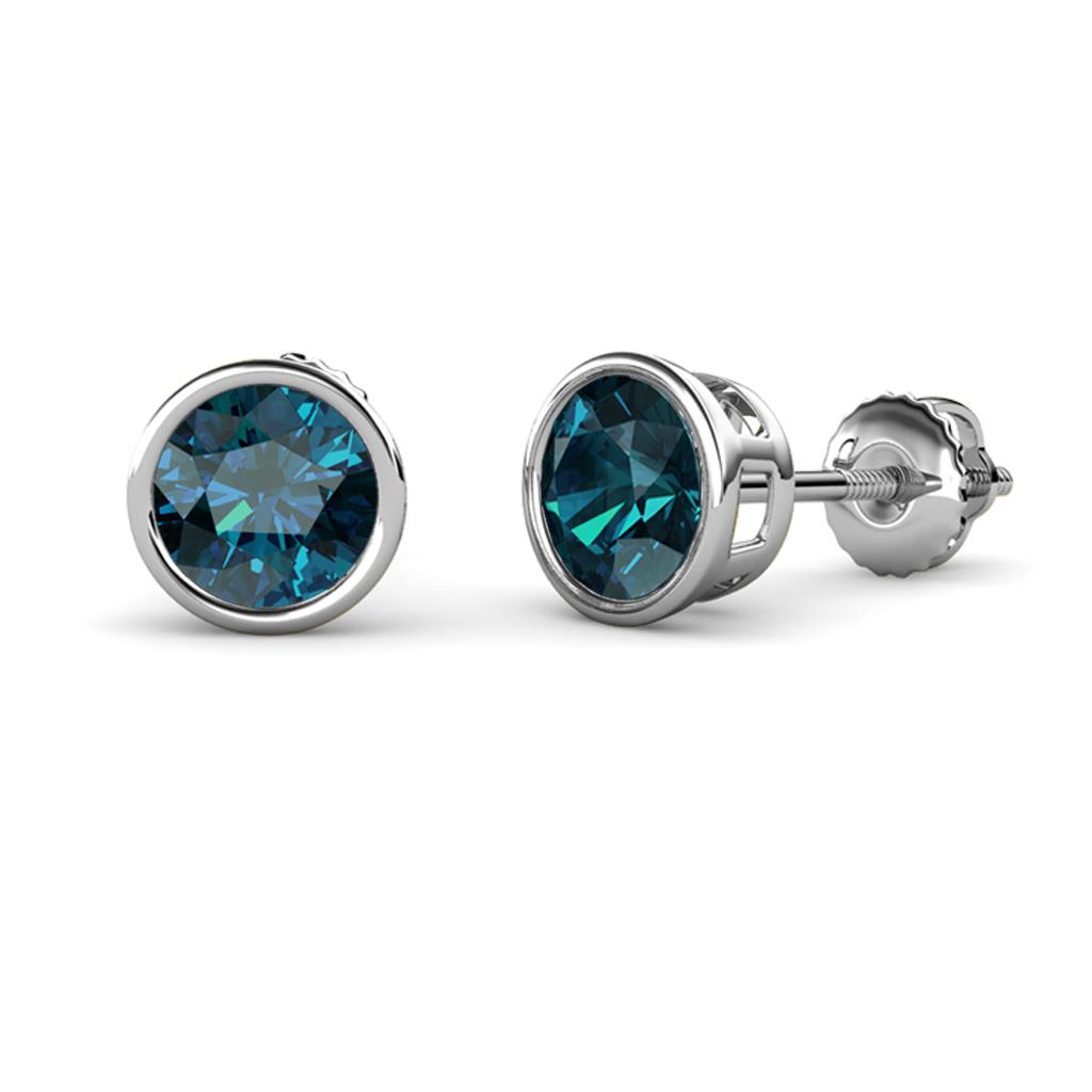 Carys Blue Diamond (5mm) Solitaire Stud Earrings 