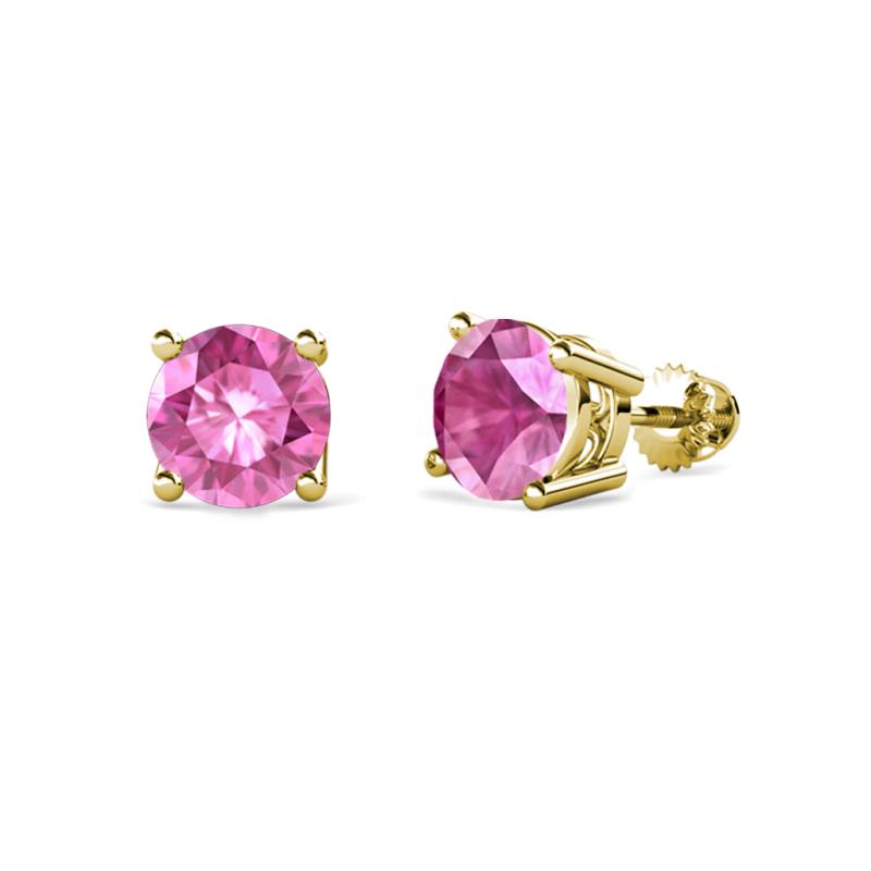 Alina Lab Created Pink Sapphire (5mm) Solitaire Stud Earrings 