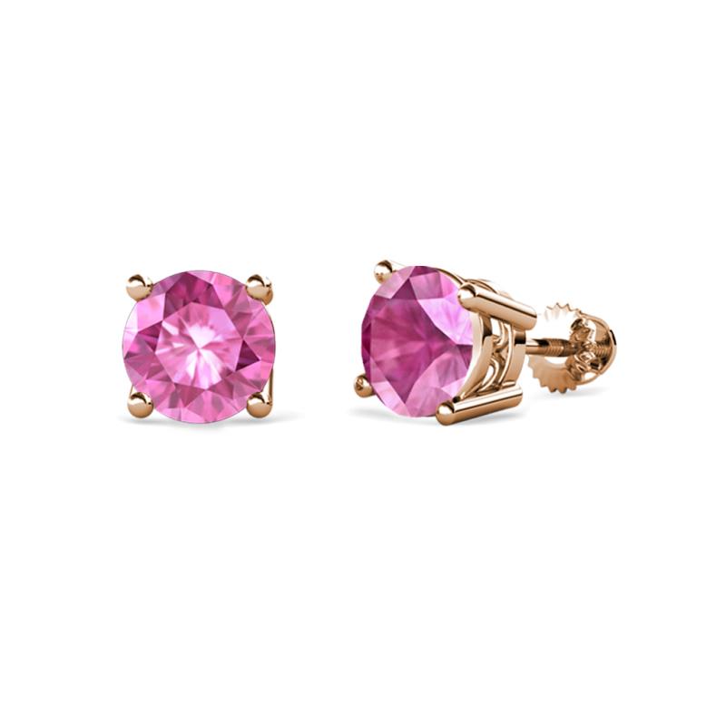 Alina Lab Created Pink Sapphire (5mm) Solitaire Stud Earrings 