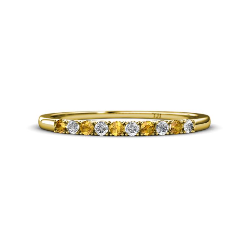 Emlynn 2.00 mm Citrine and Diamond 10 Stone Wedding Band 