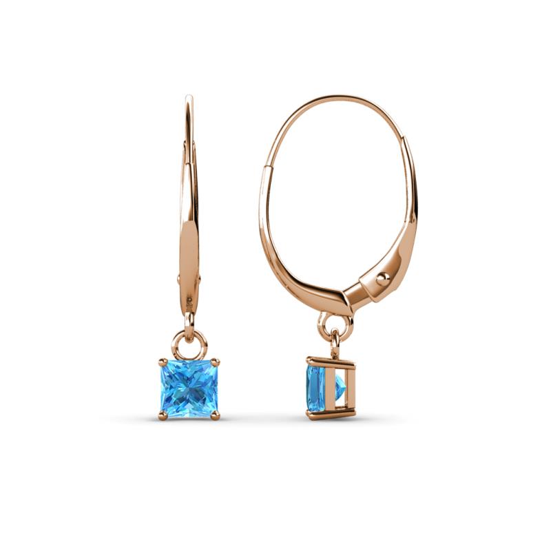 Qiana Blue Topaz (4mm) Solitaire Dangling Earrings 