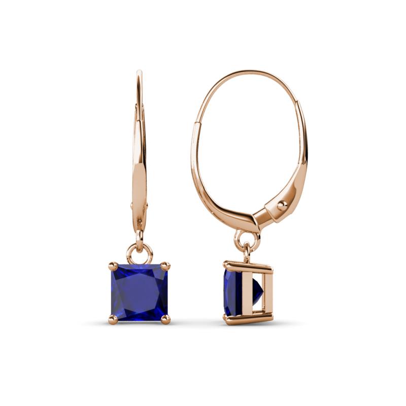 Qiana Blue Sapphire (5.5mm) Solitaire Dangling Earrings 