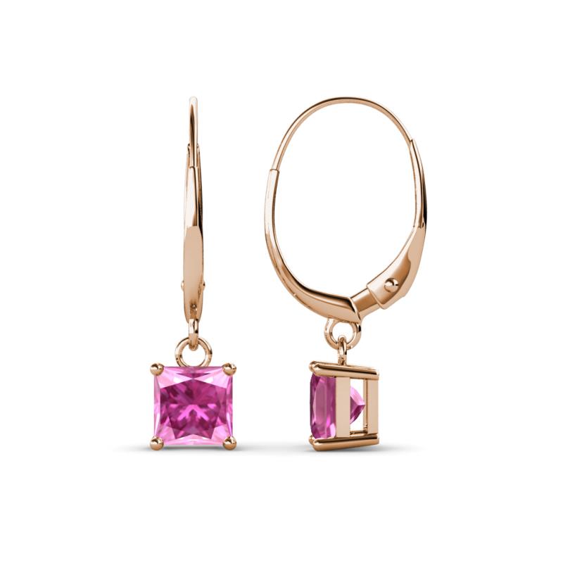 Qiana Lab Created Pink Sapphire (5.5mm) Solitaire Dangling Earrings 