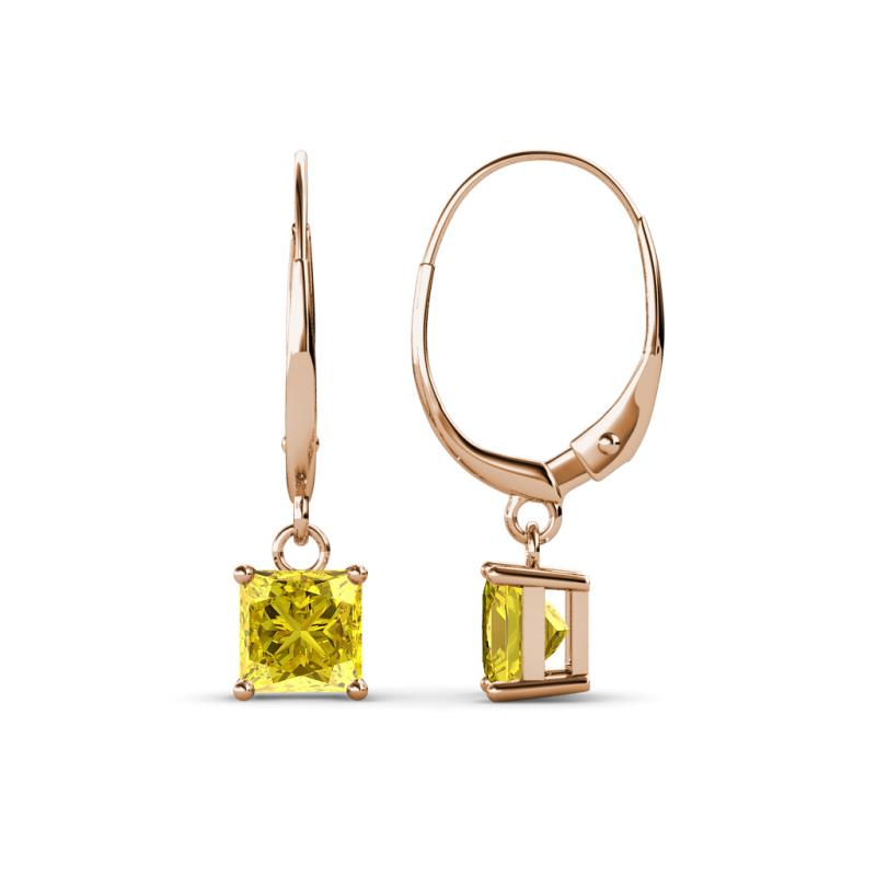 Qiana Lab Created Yellow Sapphire (5.5mm) Solitaire Dangling Earrings 