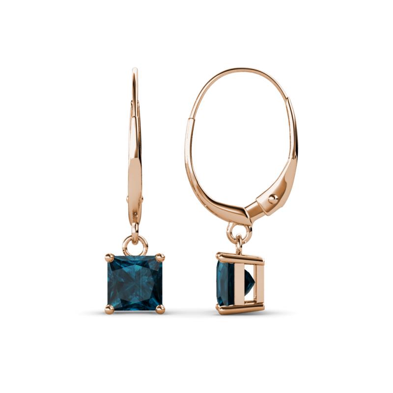 Qiana Blue Diamond (5.5mm) Solitaire Dangling Earrings 