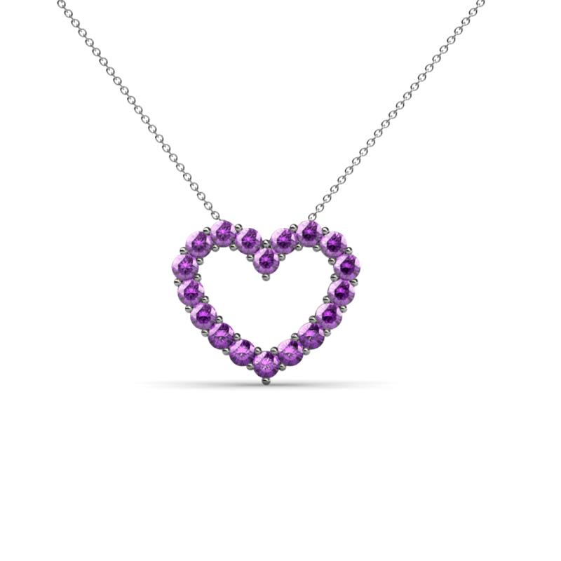 Zayna Round Amethyst Heart Pendant Necklace 3/8 ctw 14K White Gold ...