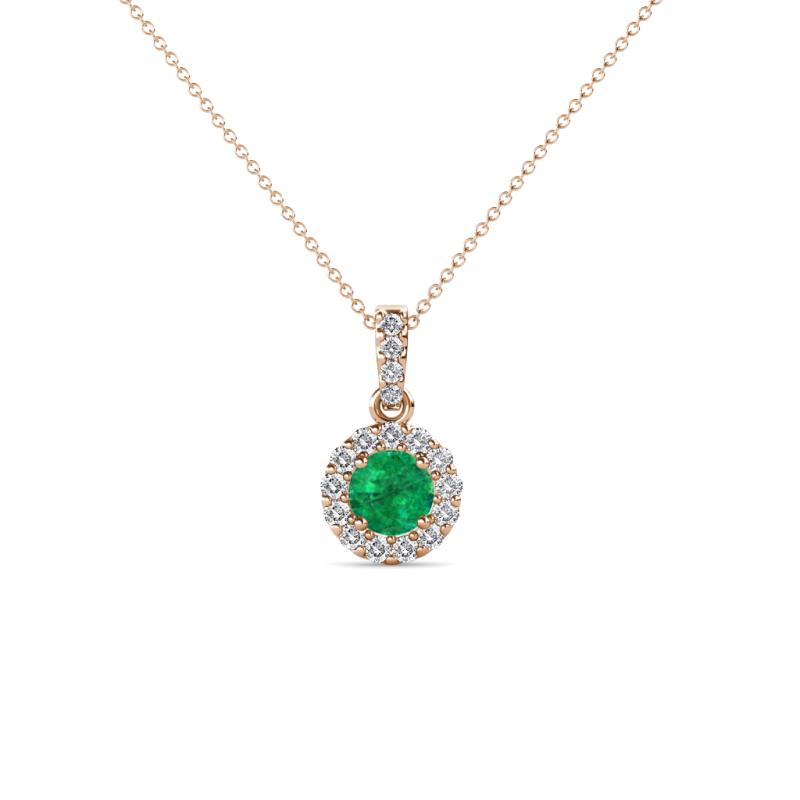 Azaria Emerald and Diamond Halo Pendant 
