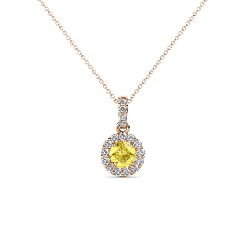 Azaria Yellow Sapphire and Diamond Halo Pendant 