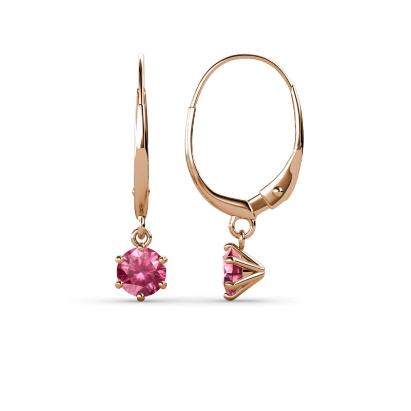 Calla Pink Tourmaline (4mm) Solitaire Dangling Earrings 