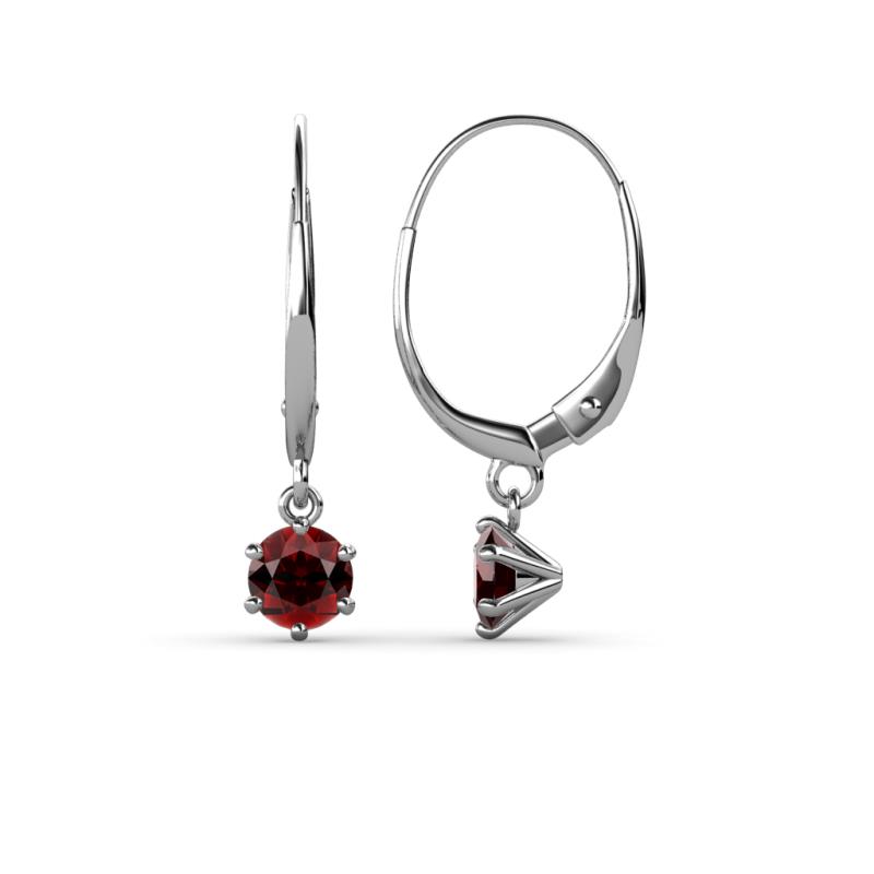 Calla Red Garnet (4mm) Solitaire Dangling Earrings 