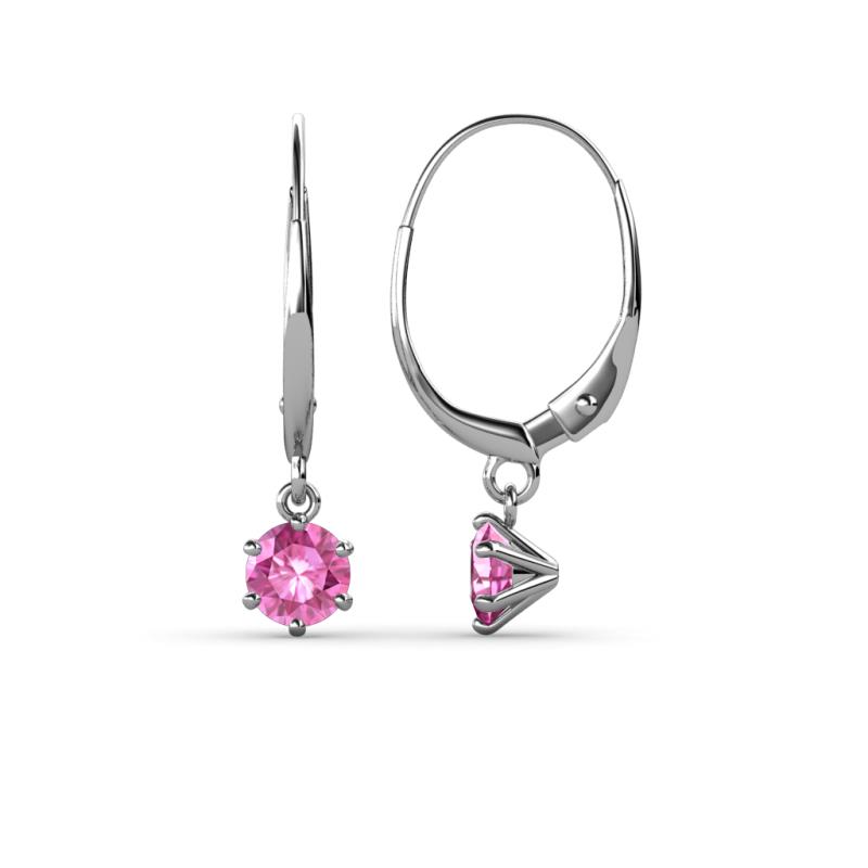 Calla Pink Sapphire (4mm) Solitaire Dangling Earrings 