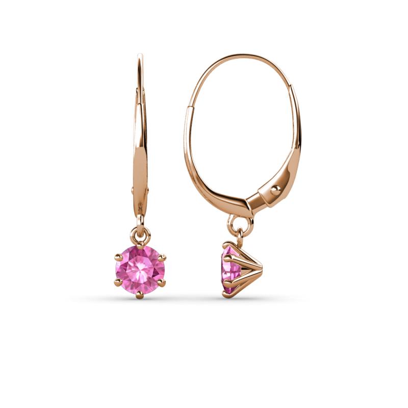 Calla Pink Sapphire (4mm) Solitaire Dangling Earrings 