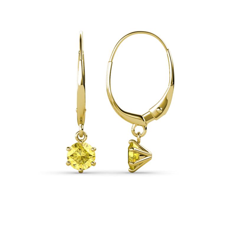 Calla Yellow Sapphire (4mm) Solitaire Dangling Earrings 