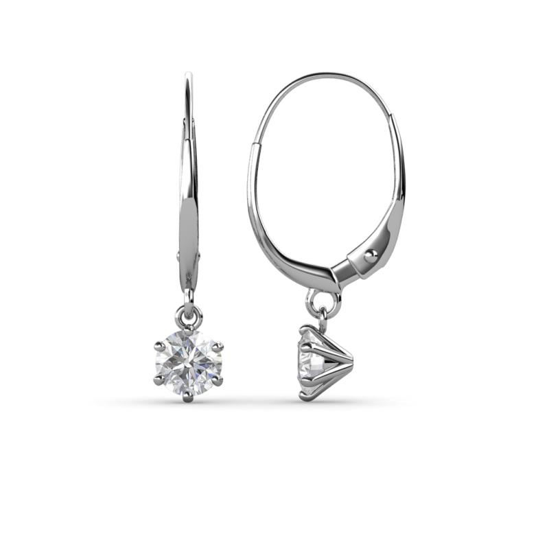 Calla White Sapphire (4mm) Solitaire Dangling Earrings 