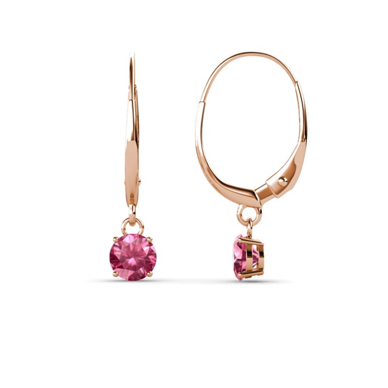 Grania Pink Tourmaline (4mm) Solitaire Dangling Earrings 