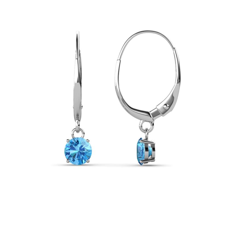 Grania Blue Topaz (4mm) Solitaire Dangling Earrings 