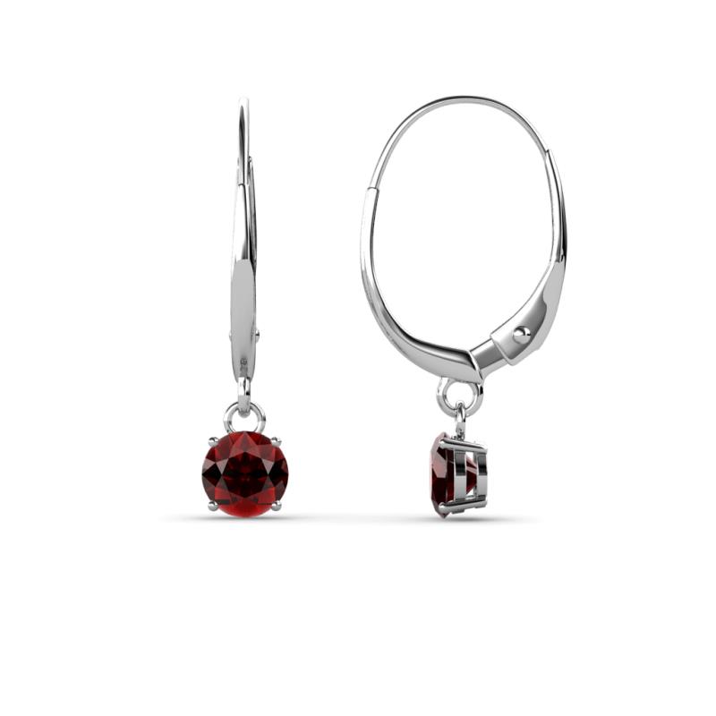 Grania Red Garnet (4mm) Solitaire Dangling Earrings 