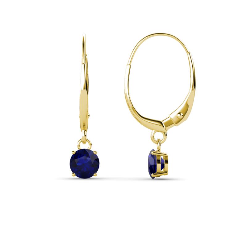 Grania Blue Sapphire (4mm) Solitaire Dangling Earrings 