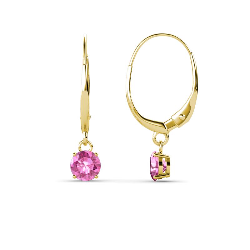 Grania Pink Sapphire (4mm) Solitaire Dangling Earrings 