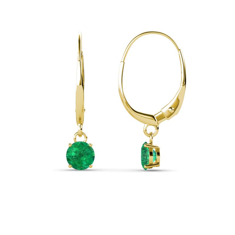 Grania Emerald (4mm) Solitaire Dangling Earrings 