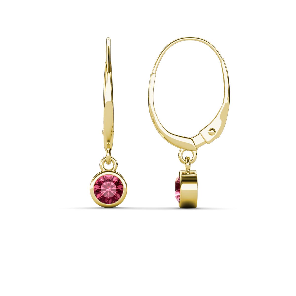 Cara Pink Tourmaline (4mm) Solitaire Dangling Earrings 