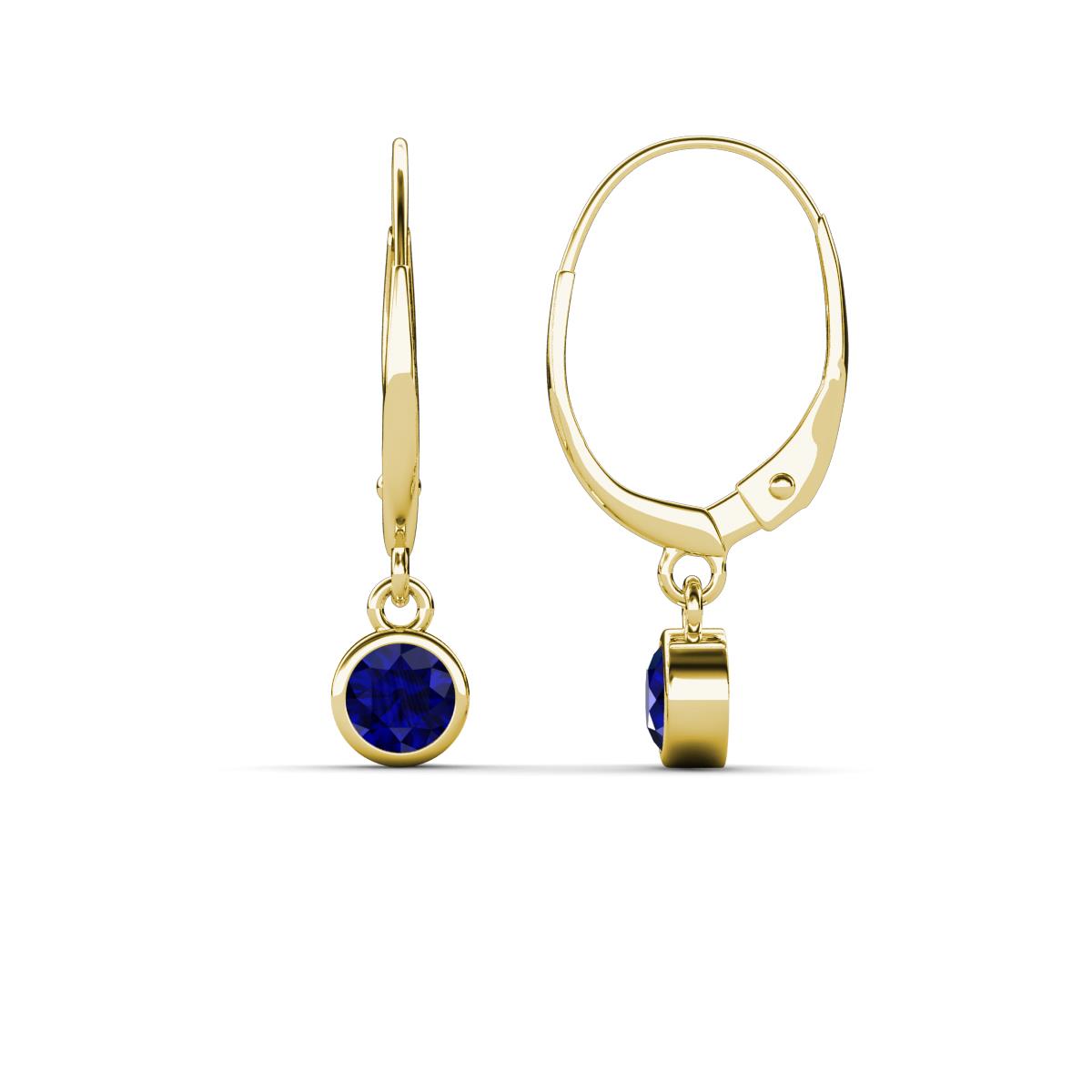 Cara Blue Sapphire (4mm) Solitaire Dangling Earrings 