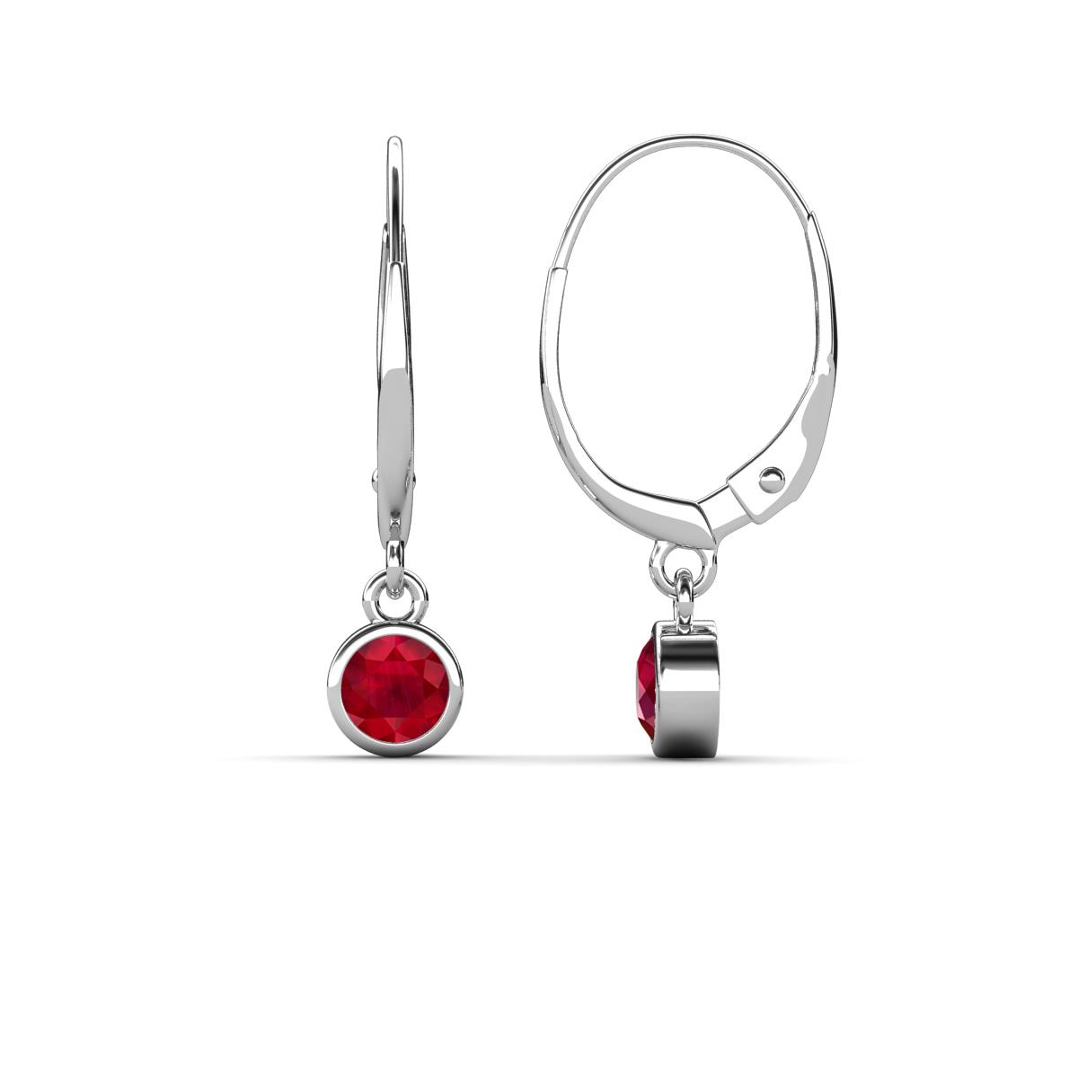 Cara Ruby (4mm) Solitaire Dangling Earrings 