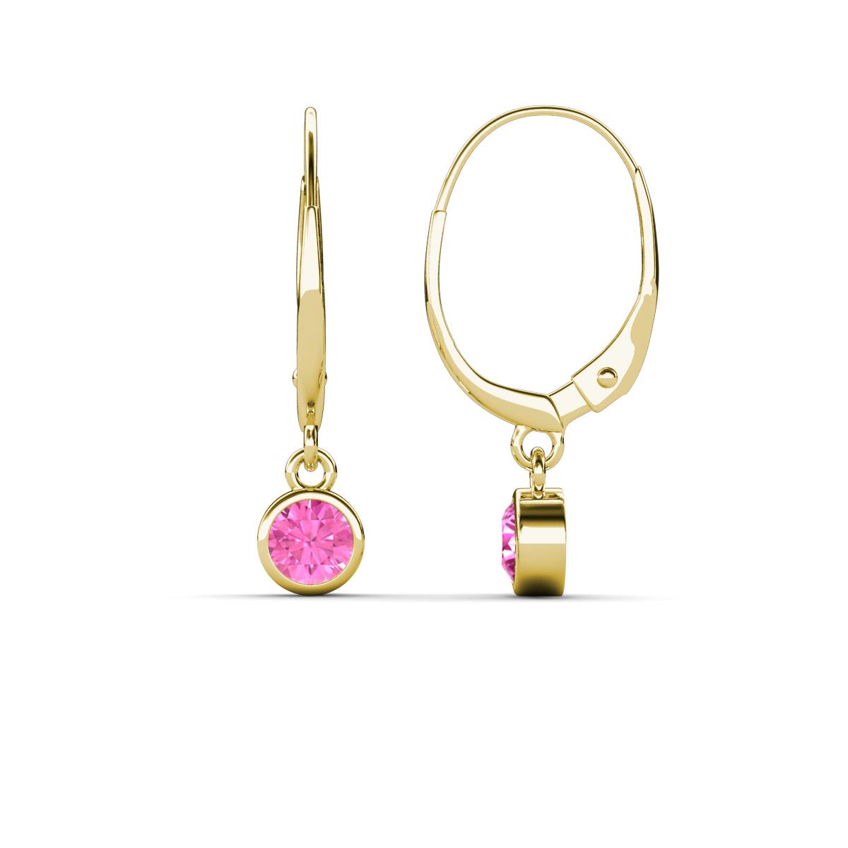 Cara Pink Sapphire (4mm) Solitaire Dangling Earrings 