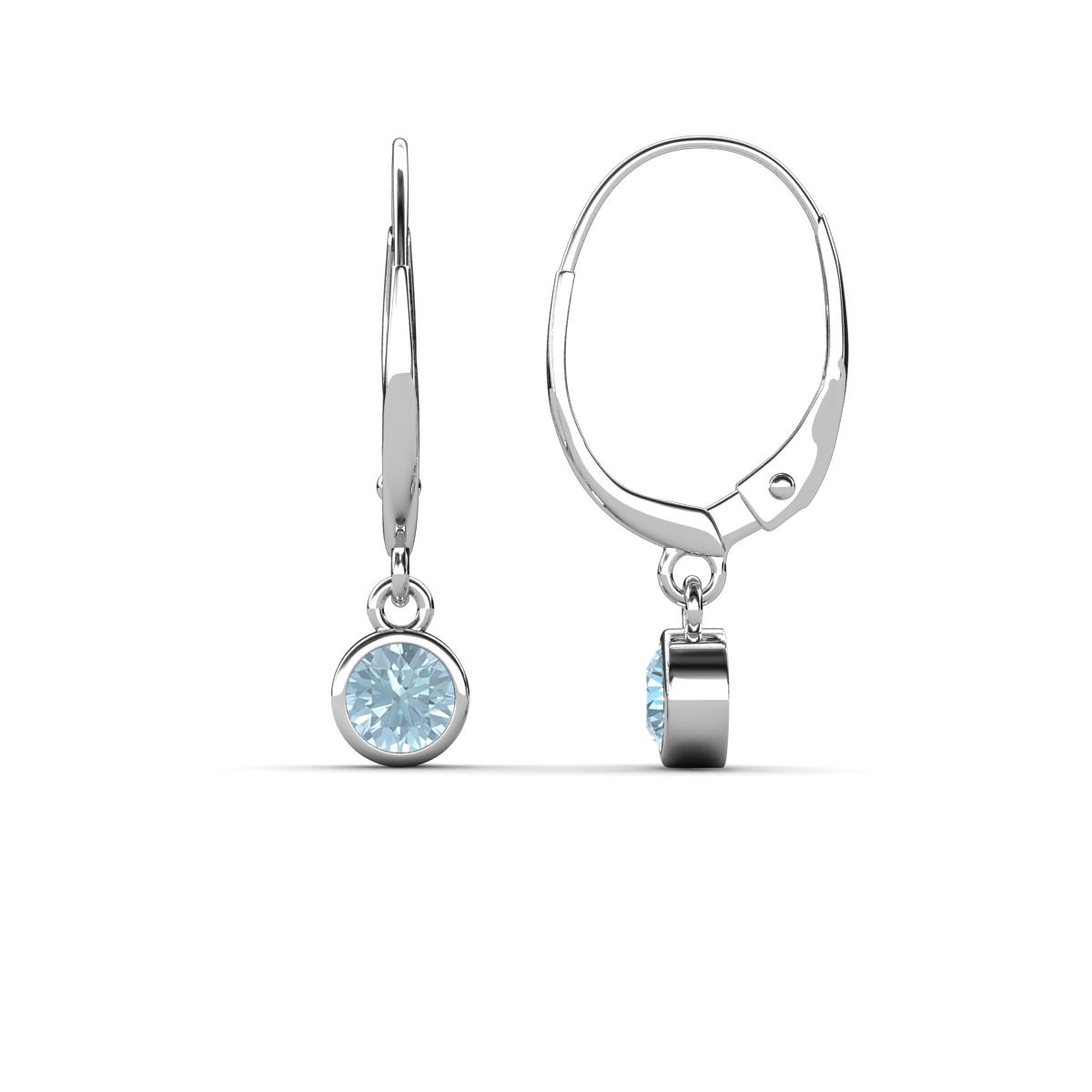 Cara Aquamarine (4mm) Solitaire Dangling Earrings 