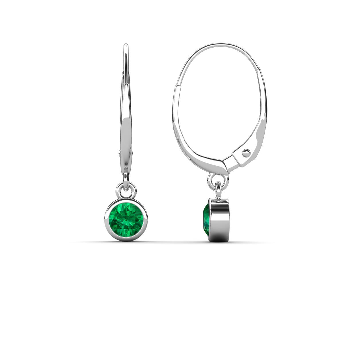 Cara Emerald (4mm) Solitaire Dangling Earrings 