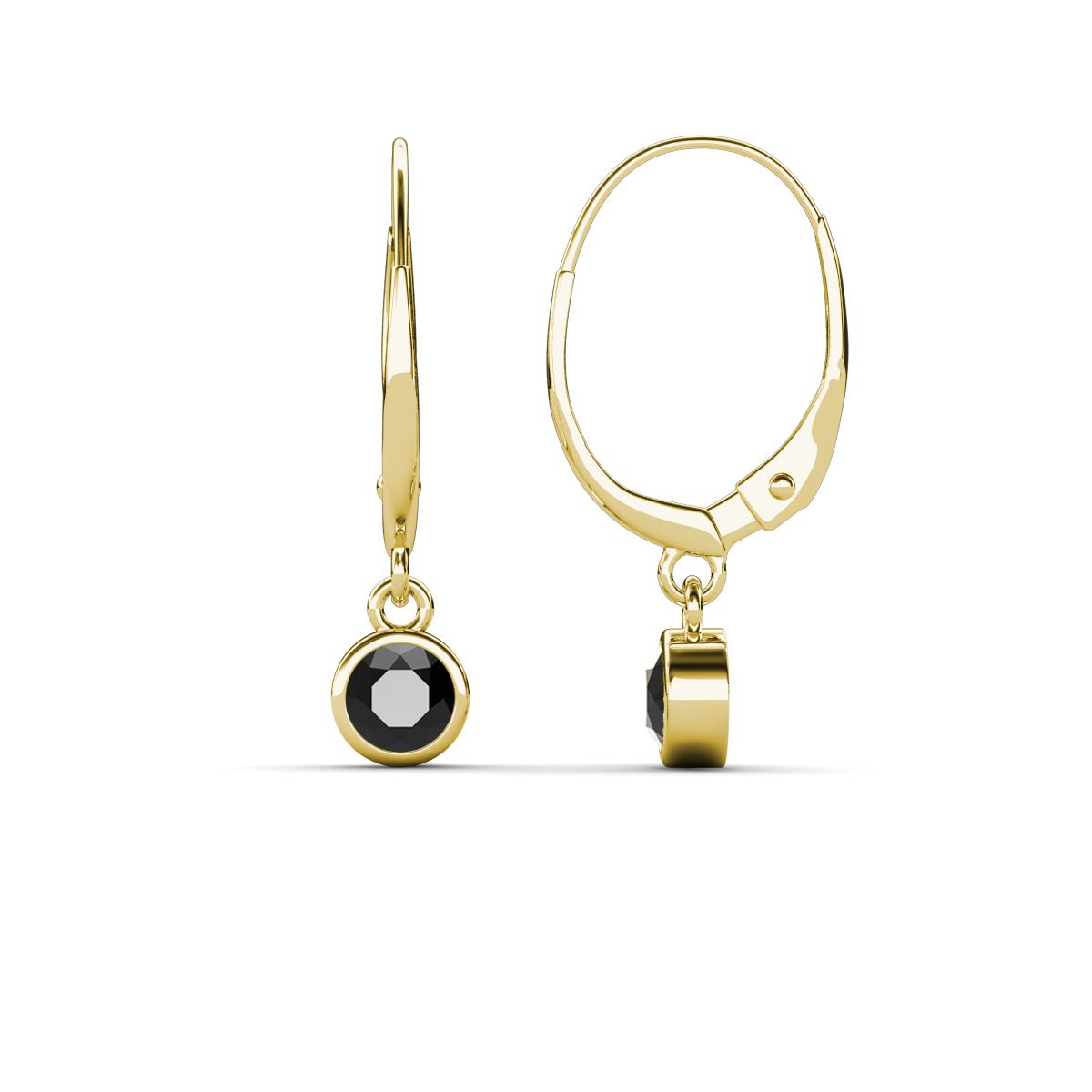 Cara Black Diamond (4mm) Solitaire Dangling Earrings 