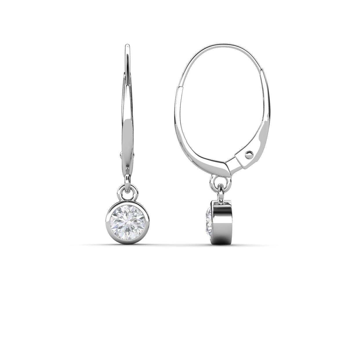 Cara White Sapphire (4mm) Solitaire Dangling Earrings 