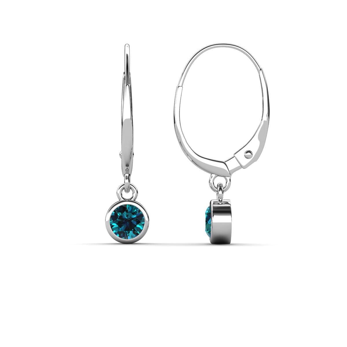 Cara Blue Diamond (4mm) Solitaire Dangling Earrings 