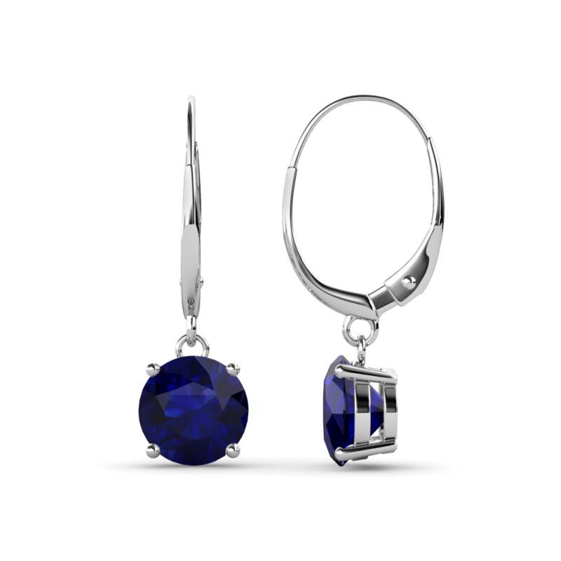 Grania Blue Sapphire (6mm) Solitaire Dangling Earrings 