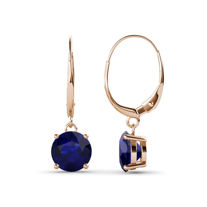 Grania Blue Sapphire (6mm) Solitaire Dangling Earrings 