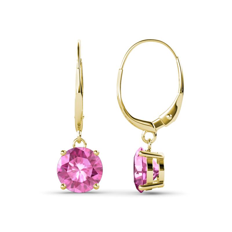 Grania Pink Sapphire (6mm) Solitaire Dangling Earrings 