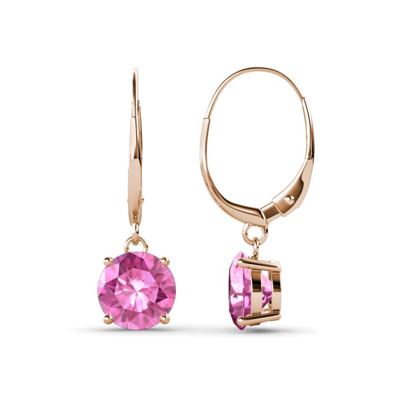 Grania Pink Sapphire (6mm) Solitaire Dangling Earrings 