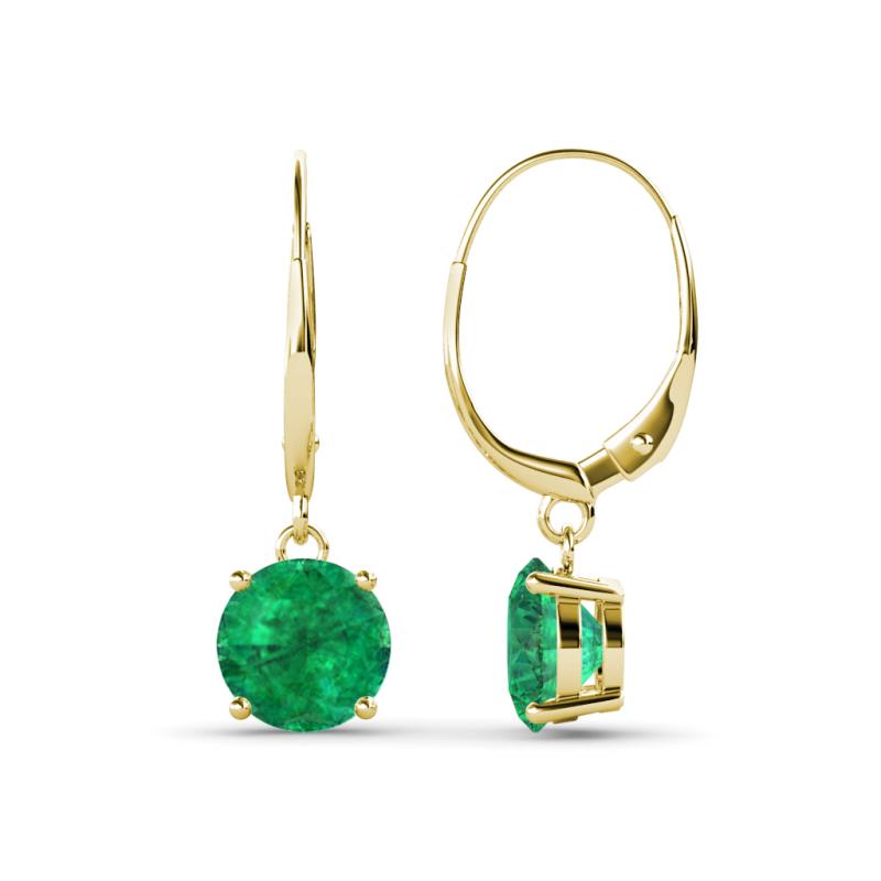 Grania Emerald (6mm) Solitaire Dangling Earrings 