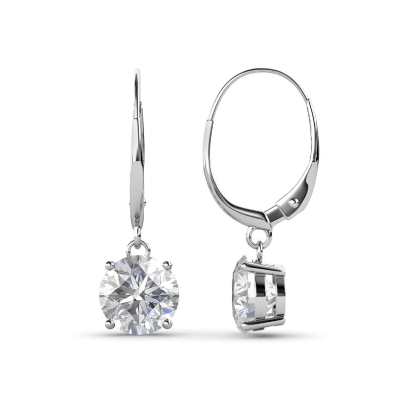 Grania White Sapphire (6mm) Solitaire Dangling Earrings 