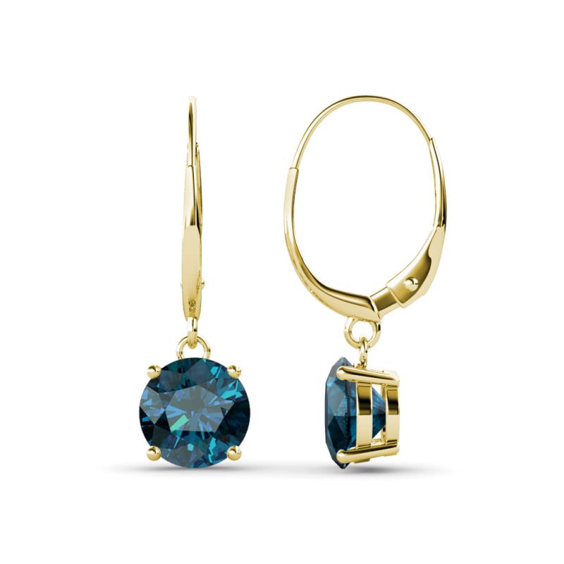 Grania Blue Diamond (6.5mm) Solitaire Dangling Earrings 