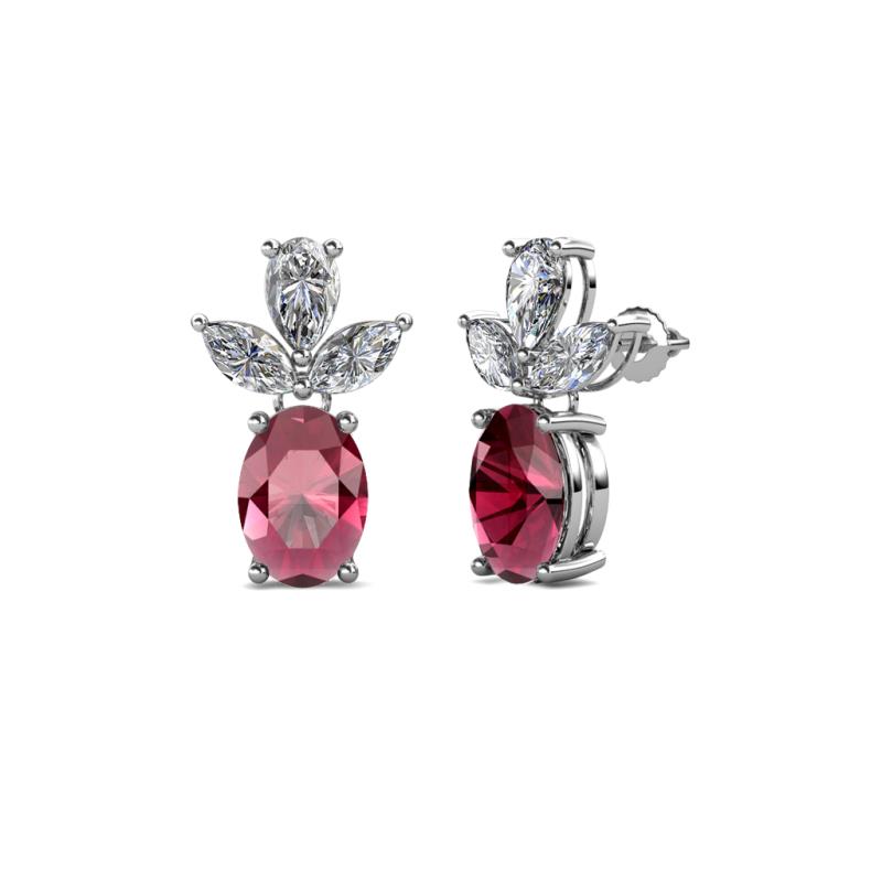 Vania Rhodolite Garnet and Diamond Dangle Stud Earrings 