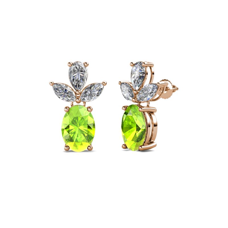 Vania Peridot and Diamond Dangle Stud Earrings 