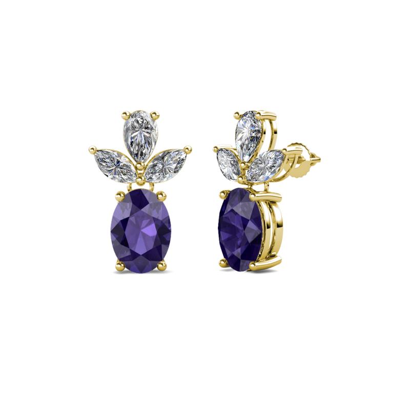 Vania Iolite and Diamond Dangle Stud Earrings 