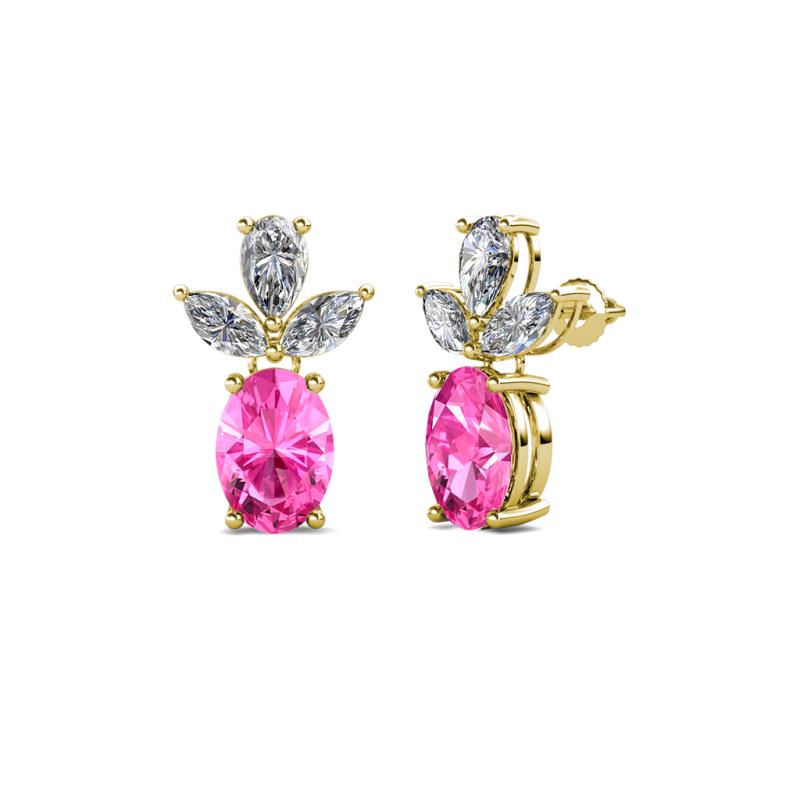 Vania Pink Sapphire and Diamond Dangle Stud Earrings 