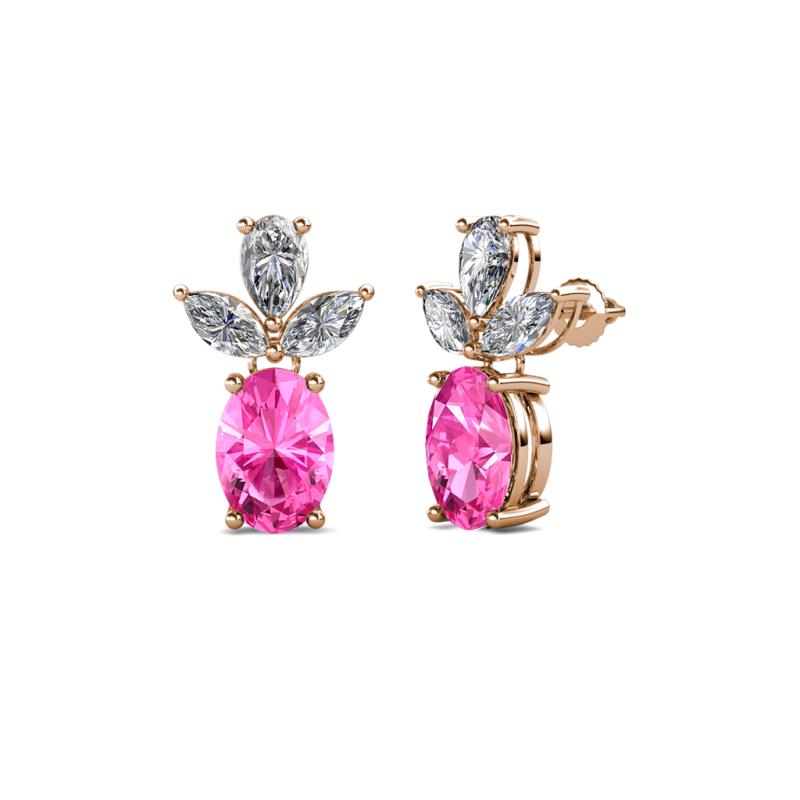 Vania Pink Sapphire and Diamond Dangle Stud Earrings 
