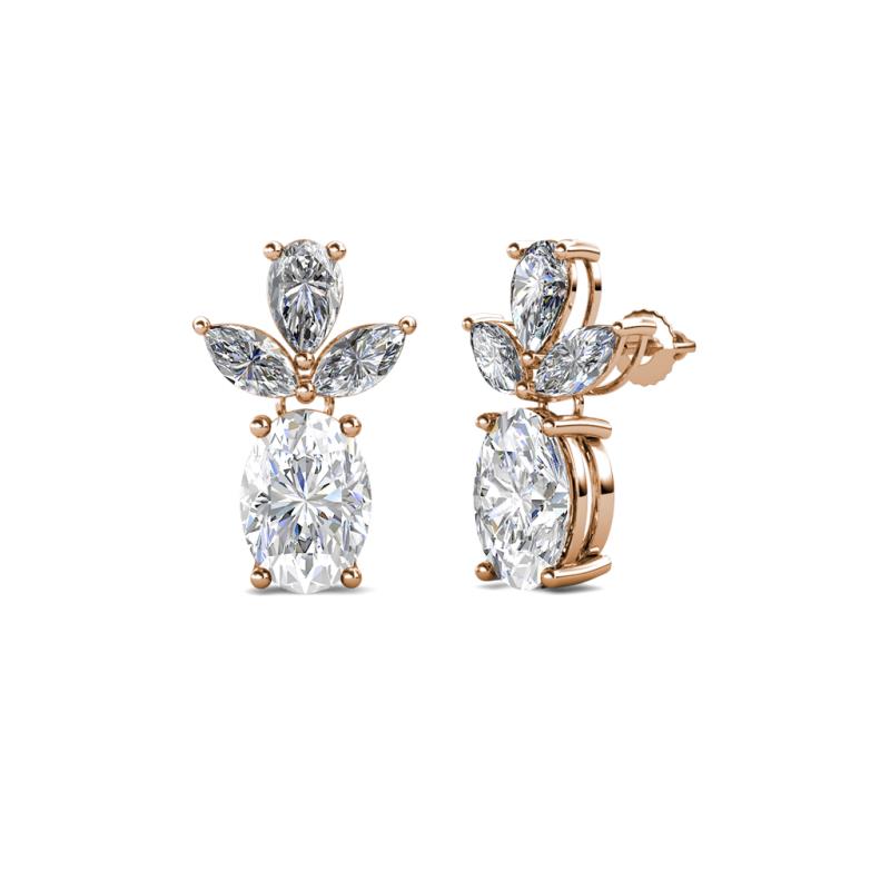 Vania White Sapphire and Diamond Dangle Stud Earrings 
