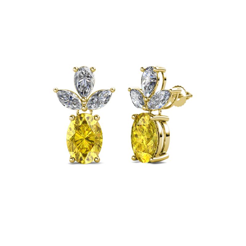 Vania Yellow Sapphire and Diamond Dangle Stud Earrings 