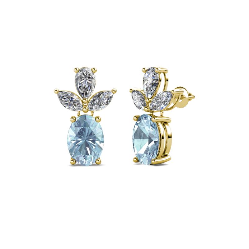 Vania Aquamarine and Diamond Dangle Stud Earrings 