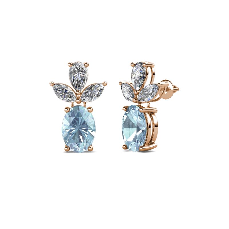 Vania Aquamarine and Diamond Dangle Stud Earrings 